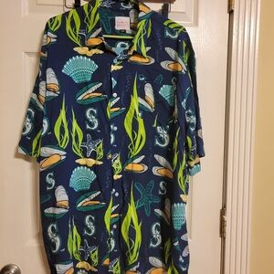 Seattle Mariners floral button down, 2XL